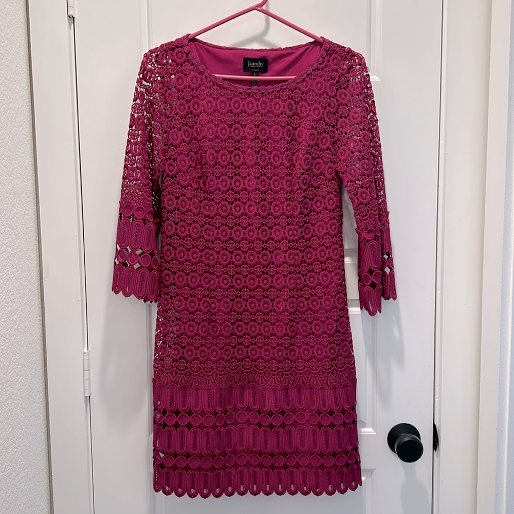 Laundry By Shelli Segal Fushia Eyelet Dress